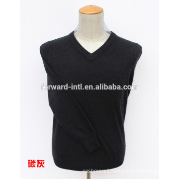 V neck basic solid color men cashmere pullover